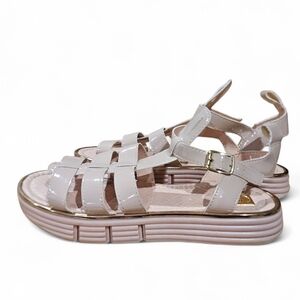 Leon Nude Patent Platform Sandals — Strappy Comfort Sandals — Size 7.5(Like New)